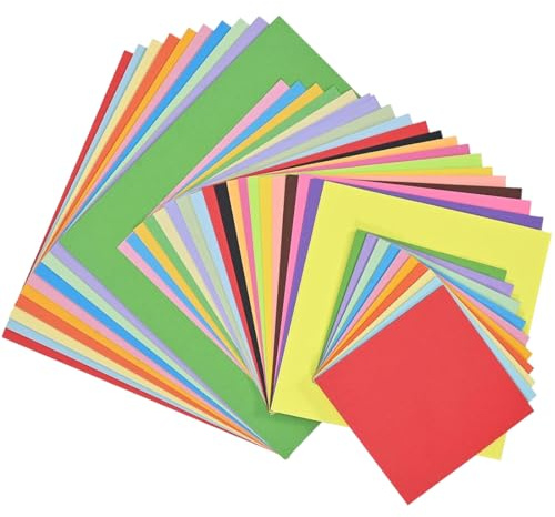 Papel de Origami 300 Hojas, 10 colores Brillantes, Papel Plegable Cuadrado de Doble Cara para Proyectos de Manualidades Escolares