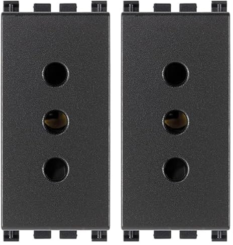VIMAR 0R19201 ARKÉ Presa con sistema SICURY 2P+T 10 A 250 V~ standard italiano tipo P11, color grigio opaco (Confezione da 2)
