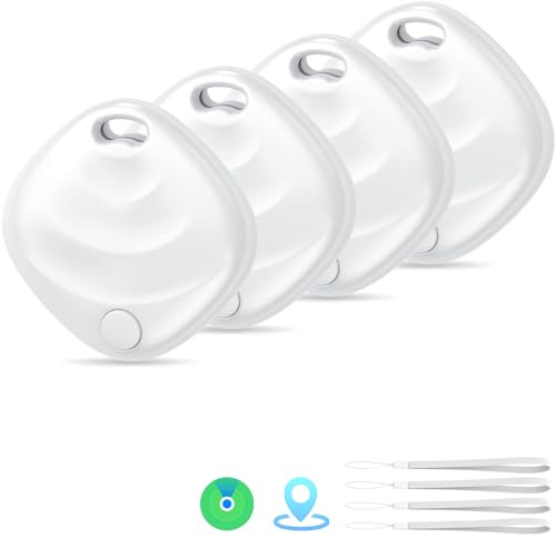 2026 Nuevo [Certificado por Apple MFi] (Sólo iOS) Tracker Tags 4 Pack (Blanco), Hoxe Bluetooth 5.3 Localizador para Buscar Apple App, Buscador de Llaves y Rastreador para Coche/Cartera/Equipaje