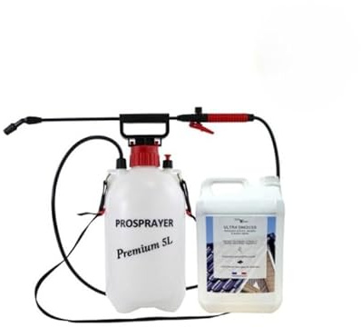 PHOENIX - Pulvérisateur de Jardin 5L Pulvérisateur à Pression Manuel + Hydrofuge Bidon de 5L/10/20L + Buse Multidirectionnel 5 en 1, Idéal pour Traitement des sols, façades (Antimousse 5L)