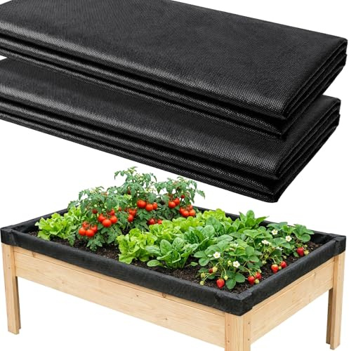 Heekcaa 2 Pcs Fabric Liner for Large Veg Trough,2.1m x 1.6m Raised Bed Planter Liner Outdoor Heavy Duty Non Woven for Troughs Planter for Growing Vegetables, Flowers, Plants