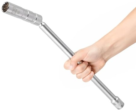 HASLED Bussola Magnetica per Candele 16mm, Chiave per Candele Auto con Rotazione 360°, Bussola Lunga a Parete Sottile 12 Punti, Attacco 3/8, Utensile per Riparazione Auto