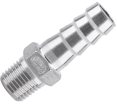 Sxhlseller Conector de de Manguera de Púas, Conector de Manguera Adaptador de Púas de Rosca Macho de Acero Inoxidable 304, BSP para Conexión de Tubería de de Gas y Agua de Aire (1/4''*12mm)