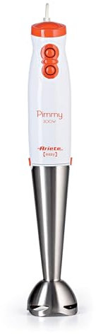 Ariete 881 Pimmy 200 - Mixeur plongeant, 200 watts, Tige amovible en acier inoxydable, Blanc / Orange et Acier inoxydable