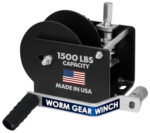 Goldenrod Dutton-Lainson Company WG1500HD 1500 lbs Worm Gear Winch with Hex Drive | 1,500 Lb Capacity, 5/8 in Hex Drive, Rust-resistant Finish, 40:1 Ratio, For Heavy Equipment/trailers, Drill Or Manual Use