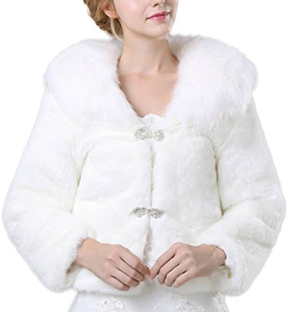 Icegrey Elfenbein Kunstpelz Hochzeit Wrap Birdal Abend Partei Brautjungfern Schal Cape Weiß