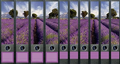 10er Set breite & schmale Ordnerrücken Provence Lavendel Aufkleber Etiketten Deko 444 605