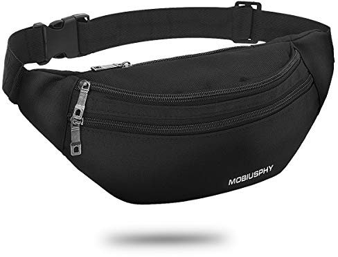 MOBIUSPHY Bauchtasche Damen Herren Gürteltasche Hüfttasche Handytasche Sport Laufgürtel, Schwarz