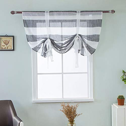 SIMPVALE Simvalle 1 Stück Raffgardine mit Stangentasche - durchscheinender Schatten Raffrollo mit Raffung - für Schlafzimmer, Balkon, Arbeitszimmer, Küche, Badezimmer, grau, 117x160