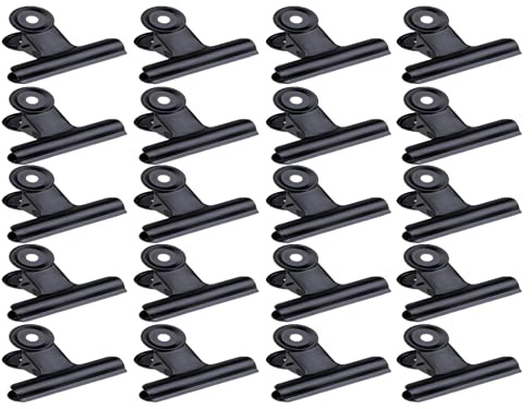 Anlising 20 Pezzi Metal Bulldog Binder Clip,Grande Bulldog Nero Raccoglitore Clip,Pinze Multiuso per Foto,Clip Bulldog Nere,Clip Multiuso in Metallo,Metallo Cerniera Clip,per Ufficio e Cucina di Casa