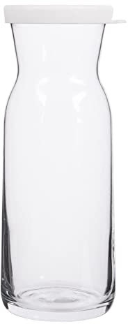 LAV 1x White Lid 700ml Fonte Glass Carafe - Water Wine Juice Fridge Storage Pitcher Jug Set | Bedside Laundry Dispenser Bottle Jar