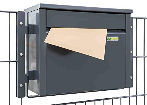 Zaundirekt Großer Zaunbriefkasten aus Edelstahl - Piazza Durchwurfbriefkasten inkl. Zaun-Halterung - Hintere Entnahme der Post - XXL Briefkasten für Zaun in Anthrazit
