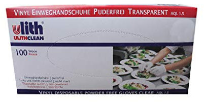 Guanti in vinile senza polvere, 100 pezzi (taglia XL)