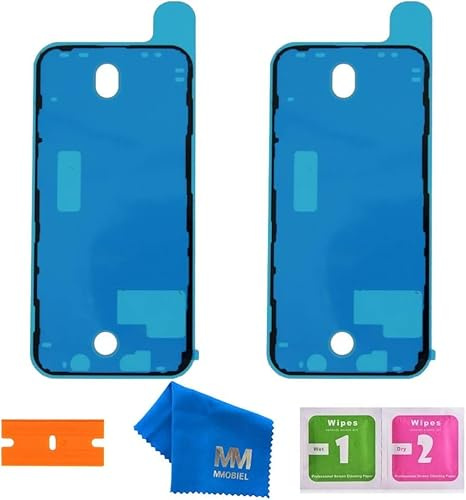 MMOBIEL 2 x LCD-tätning, självhäftande klistermärken, vattentät, kompatibel med iPhone 12-6,1 tum, svart, för LCD-skärm, ram, verktygssats ingår