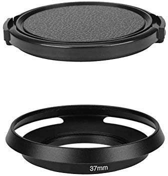 Paraluce in metallo da 37 mm e copriobiettivo da 37 mm per Olympus E-M10 Mark III E-PL7 con obiettivo Zuiko 14-42 mm (confezione da 1+1)