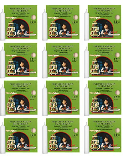 OLShop AG Knox Pyramidenkerzen weiß, 12er Pack (12 x 12 Stück) Größe: ca. 17 x 100 mm Weihnachtskerzen
