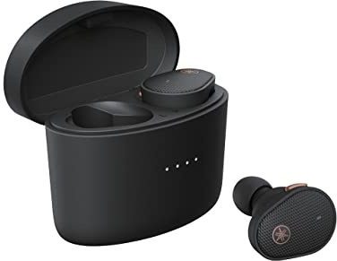 Yamaha TW-E5B True Wireless Earbuds – Ohrhörer in Ladecase mit True Sound, aptX Adaptive, Game Mode, Ambient Sound, Listening Care und eingebautem Mikrofon – In Schwarz