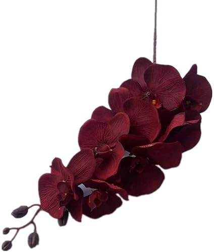 Gladiolus garden 5pcs Faux Butterfly Orchid Flower Branch 8 Heads Artificial Moth Phalaenopsis Plant 105cm Long for Wedding Centerpieces Floral Arrangement (dark red)