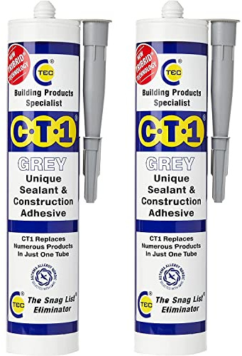 CT1 - Mastic de construction et tube adhésif pour pratiquement n'importe quel matériau (lot de 2)