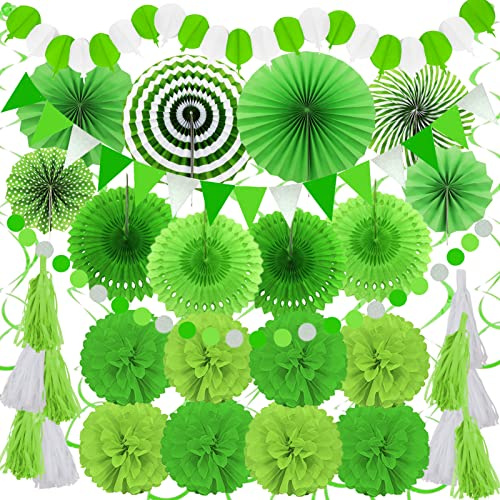 ZERODECO Party Deko, 41 Stück Grün Party Dekoration Papier Pompoms Girlande für Grüne Deko Geburtstag Hochzeiten Baby-Duschen Feste Kinderzimmer Partydekorationen
