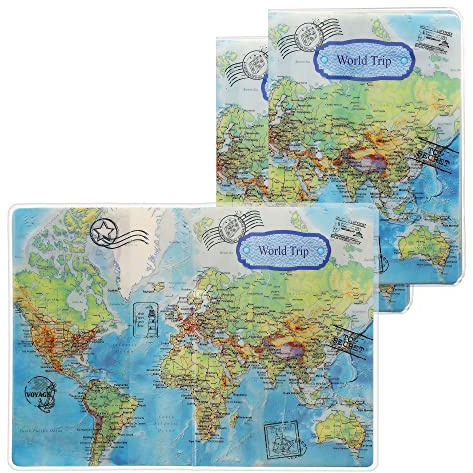 kwmobile 3X Porte-Passeport Voyage - Étui Passeport à Rabat - Pochette de Protection Protège-Passeport ou Carte d'Identité Bleu-Vert-Blanc