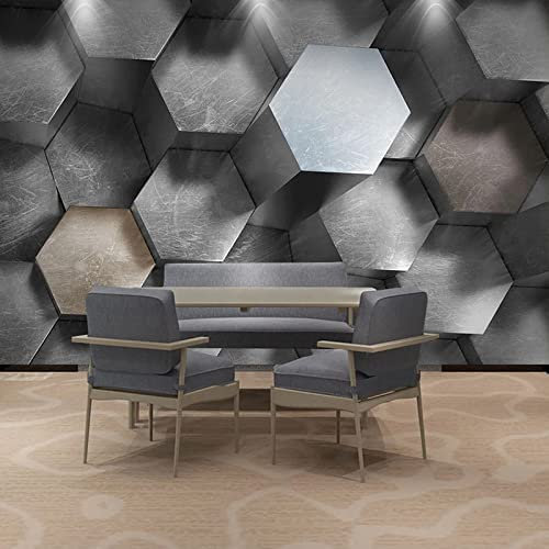 Grauer Zement Abstrakte Kunst Hexagon Geometrie Wandbilder Fototapete Für Schlafzimmer 3D-Wandaufkleber, Kunstwandbilder, Wasserdichte Diy-Wanddekoration Für Schlafzimme 400 (Breite) x 280 (Höhe) cm