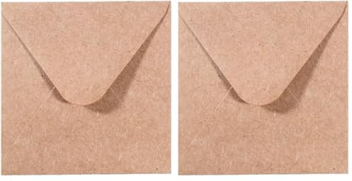 Vaessen Creative Florence Briefumschläge Quadratisch Klein Kraft Braun, 25 Stück, für Geburtstagskarten, passende Faltkarten erhältlich (Packung mit 2)