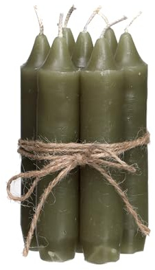 comforder Kerzen Set (7 Stück), 11cm Stabkerzen, einfarbig (Moosgrün) | Skandinavische Tafelkerzen, Paraffin, rußarm, geruchlos, 4+ Std Brenndauer, schmal zulaufendes Ende
