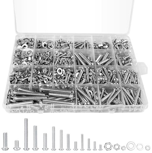 Frevoitna Set di 1080 Pezzi M3 M4 M5 M6 Bulloni e Dadi, Kit Viti e Rondelle, Assortimento Zincato per Casa, Ufficio, Prodotti Elettronici e Industriali