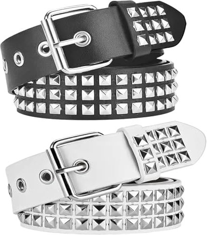 Ahaimy 2 Stück Punk Gürtel, Nietengürtel Damen, Nietengürtel Herren, Gürtel Nieten, Nietengürtel Leder Metall, Punk Rock Metall Nietengürtel, Für Oder Gothic-Outfits