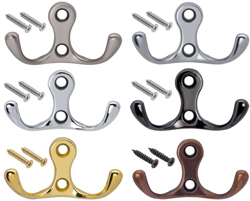 Stahlia Garderobenhaken Metallhaken GOLD-OPTIK (10 Stück) Kleiderhaken Garderobe Haken für Garderobe Handtuchaufhänger Haken zum Schrauben