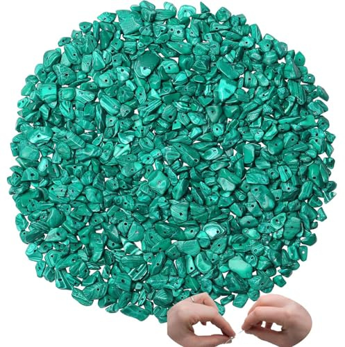 XIANNVXI 400pcs Grüner Malachit Perlen zum Auffädeln Kristalle Perlen Steinperlen Echt Kristall Steine Perlen für Armbänder Machen Crafting Unregelmäßige Edelsteine Gebohrt DIY Schmuck 5-8mm