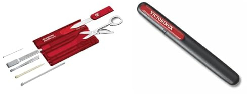 Victorinox, Swiss Card Classic, Multiherramienta de Bolsillo Suiza, Formato de tarjeta de crédito & Dual One Size Afilador de cuchillos fabricado en madera y color negro/rojo