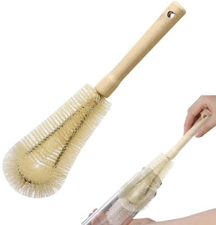 Xvilmaun Brosse nettoyante pour Bouteille d'eau,Brosse à Bouteille avec tête de Brosse en Forme de L - Brosse de Nettoyage à 360 degrés pour Lave-Bouteilles, épurateur de Bouteilles pour Tasses,