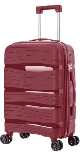 ARTREE Maletas de Viaje Cabina,PP 55x40x20cm- Trolley Rígida Polipropileno con 4 Ruedas Giratorias y Cierre de Combinación - Maleta Cabina Prácticas y Ligeras 40L (Granate)
