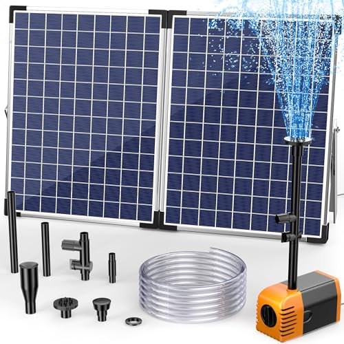 Pompa solare per laghetto Biling con filtro, fontana solare da esterno da 35 W e 1500 l/h con tubo flessibile da 2 m, adatta DIY, lunghezza del cavo di 5 m, adatta per laghetti da giardino