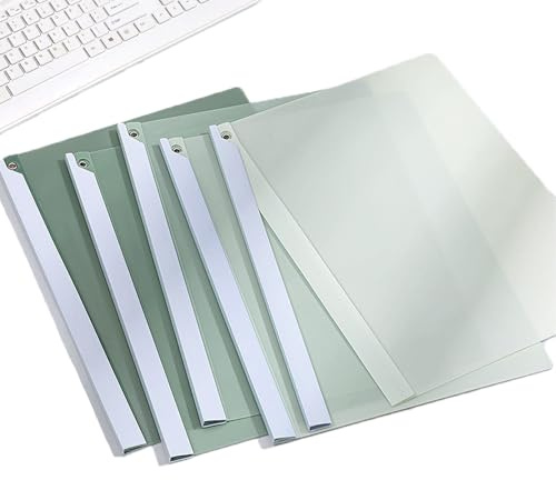 LIMEQKI A4 Couverture De Rapport, Transparent Reliure Dossier avec Levier Pivotant, Dossier Coulissante Transparent 5 Feuilles (Greendient Vert)