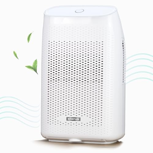 STATUS 2L Portable Dehumidifier, 23W Thermoelectric Moisture Remover with Night Light, Auto Shut-Off and Laundry Boost for Bedroom Bathroom Laundry, White (DEHUMID-2L1PKB4)