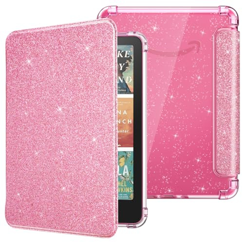 MoKo Custodia per 7 Kindle Paperwhite 12a Gen 2025/2026 & Kindle Colorsoft 2024/2025,Trasparente Morbido Flessibile Copertura Posteriore TPU Scintillante, Non Adatto a Kobo Libra, Glitter Rosa