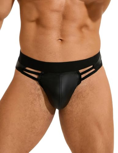 comeondear Intimo Uomo Sexy Perizoma Hot Tanga Mutande Taglie Grandi String Traspiranti Sospensorio Elastici Lingerie Vita Bassa Slip Boxer Brief Nero,XXL
