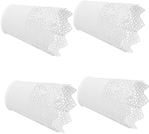 Vaguelly 4pcs Stylish Lace Iron Makeup Bucket Organiser Brush Holder for Cosmetics Storage Home Decor
