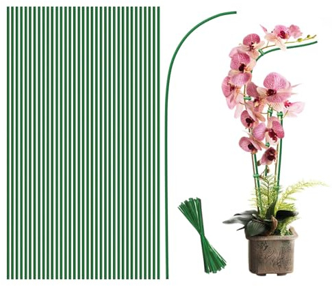 [36 pezzi] Pali per piante, bastoncini pieghevoli per piante, 45,7 cm, a stelo singolo, con lacci a torsione, pali da giardino per piante da interno ed esterno, piante in vaso, fiori orchidea peonia