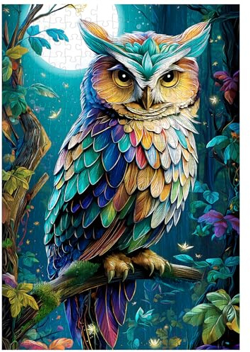 Artinhand 300 Teile Puzzle für Erwachsene Mystische Eule Puzzles 38x26 cm | Puzzle für Erwachsene und Kinder Heimdekoration Geburtstagsparty Geschenk Spielzeug