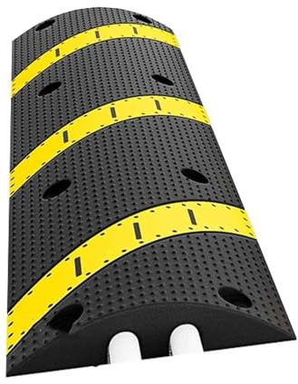 GBPLDMAQ Canaleta Cables Suelo con 2 Canales, RReductor Velocidad de Goma, Truck Ramps de Alta Visibilidad, Pasacables Suelo para Entradas de Asfalto, Hormigón y Grava