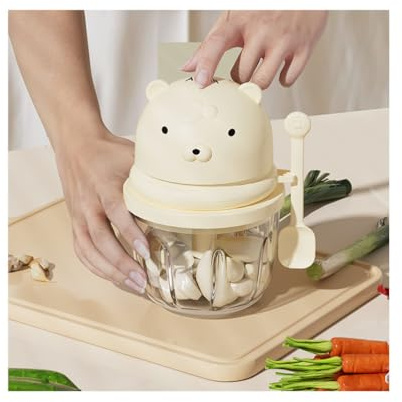 WYJRO Mini Hachoir Electrique, mixeur Blender, avec Bol en Verre 350ML, 6 Acier INOX Lames, pour Viande/Légumes/Fruits/Cuisine