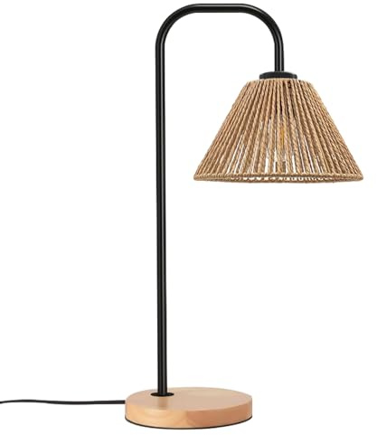 Nachttischlampe Boho Rattan Tischlampe mit Kabelschalter, E27, 44cm hoch