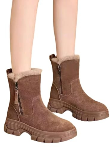 Stivali Invernali Donna con Pelo Dentro Stivaletti Uomo Dopo Sci da Neve Bambina Marroni Scarpe per Pelosi Pu Marrone 40