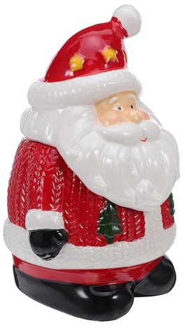 HOODANCOS Barattolo Babbo Natale in Ceramica con Coperchio Ermetico Contenitore Rotondo per Biscotti e Dolcetti Scatola Porcellana per Snack Natalizi Decorazione da Tavolo per Festa e Cucina