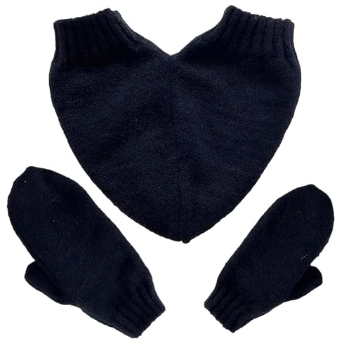 Guantes para Parejas,guantes de punto para parejas,3 piezas,Manoplas Térmicas Elásticas con Diseño,mitones,túneles,regalo de Navidad,Día de San Valentín (Negro)