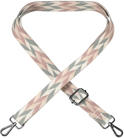 EAZY CASE - Verstellbarer Taschengurt, Ersatz Gurt für Handtaschen, Schulterriemen für Umhängetaschen, dünner Riemen für Taschen und Tragetaschen, DIY Taschenband, Mix - Mint/Rosa Metall Silber